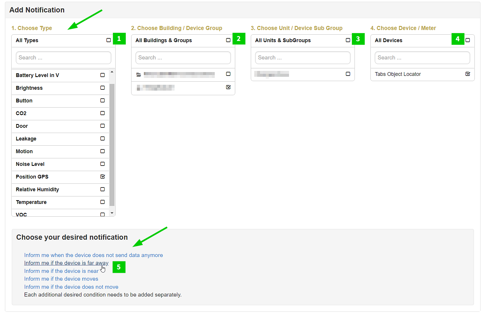 Set up geofencing in B.One Gallery Step 3: Configure notification (device selection)