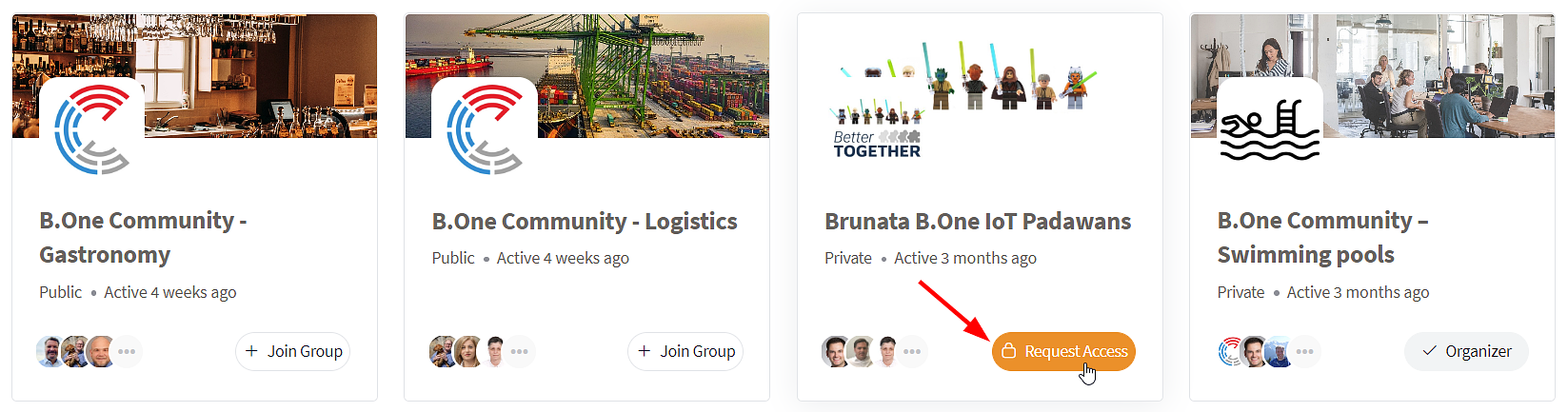 B.One Community: Request membership in a private Community