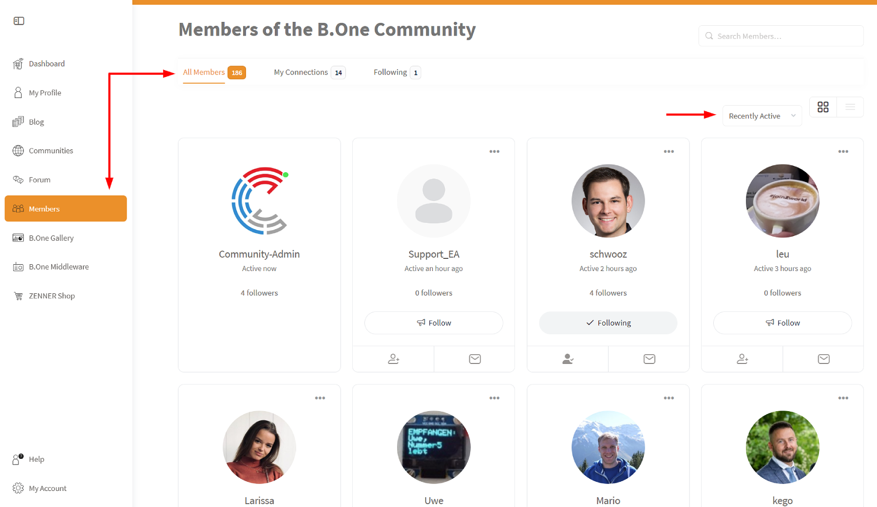 B.One Community: Members Area