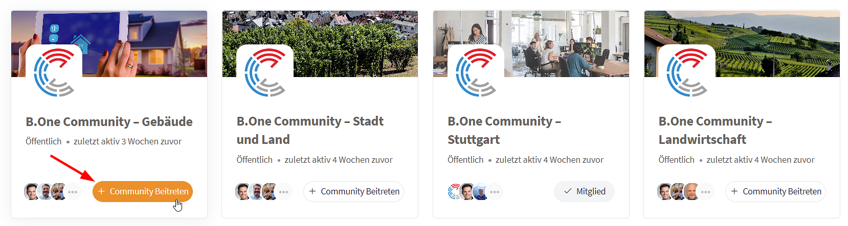 B.One Community: Einer öffentlichen Community als Mitglied beitreten