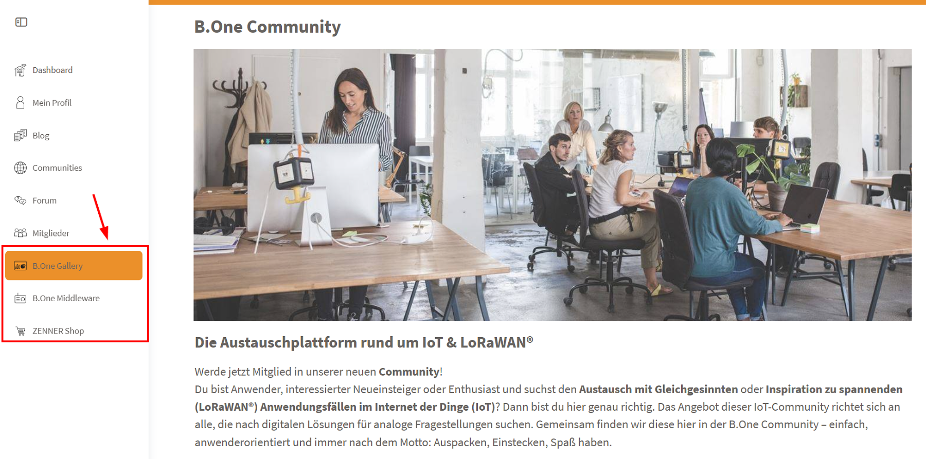 B.One Community: Direktzugriffe IoT-Anwendungen