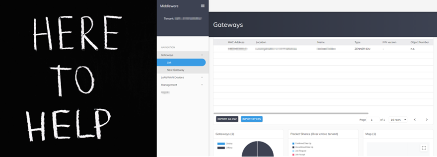 Screenshot der Gateway-Ansicht in der B.One Middleware