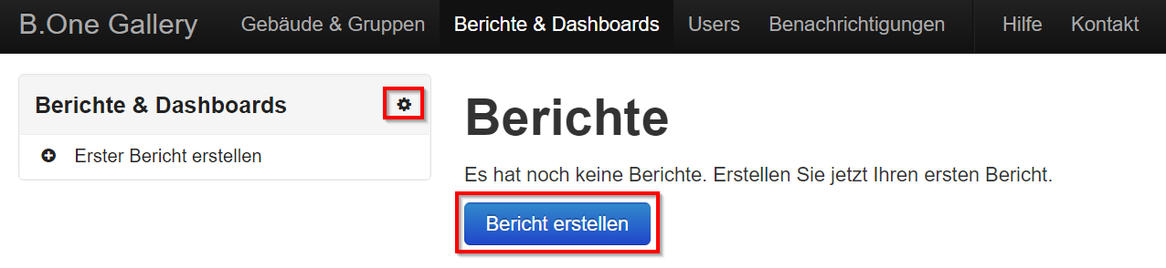 B.One Gallery Berichte erstellen unter Berichte & Dashboards
