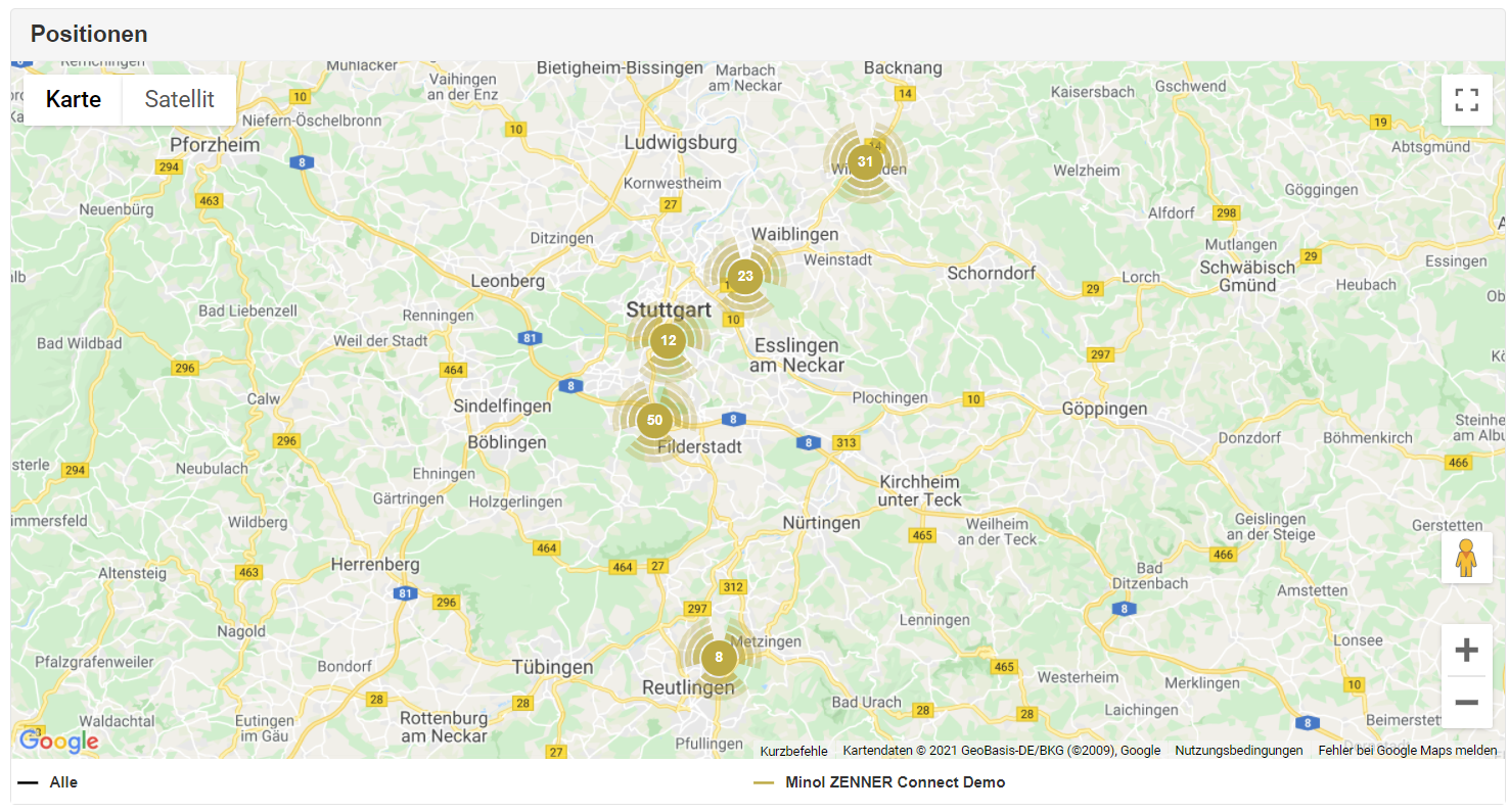 Visualisierung von Positionsverläufen und Routen in der B.One Gallery