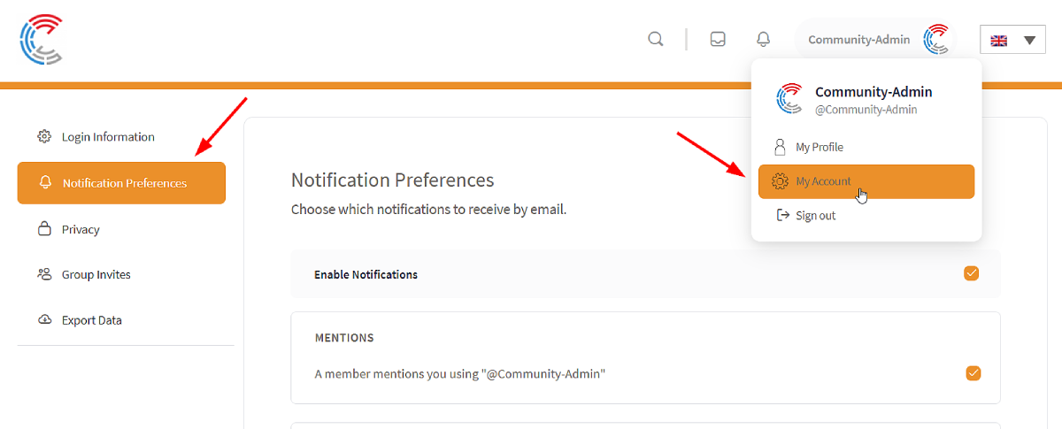 B.One Community: Change forums Notification Preferences - Step 1