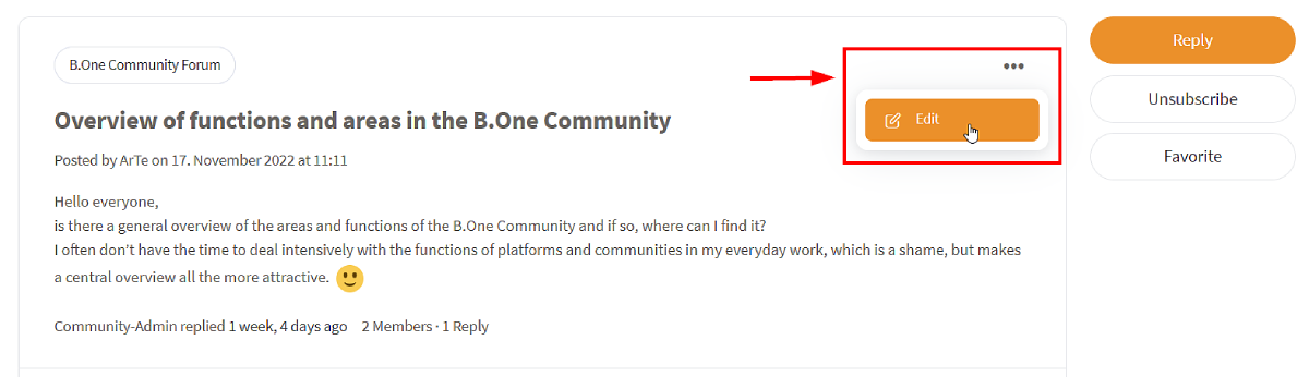 B.One Community: Revise newly created discussions