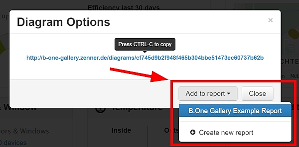 B.One Gallery: Add public link of a dashboard view to report