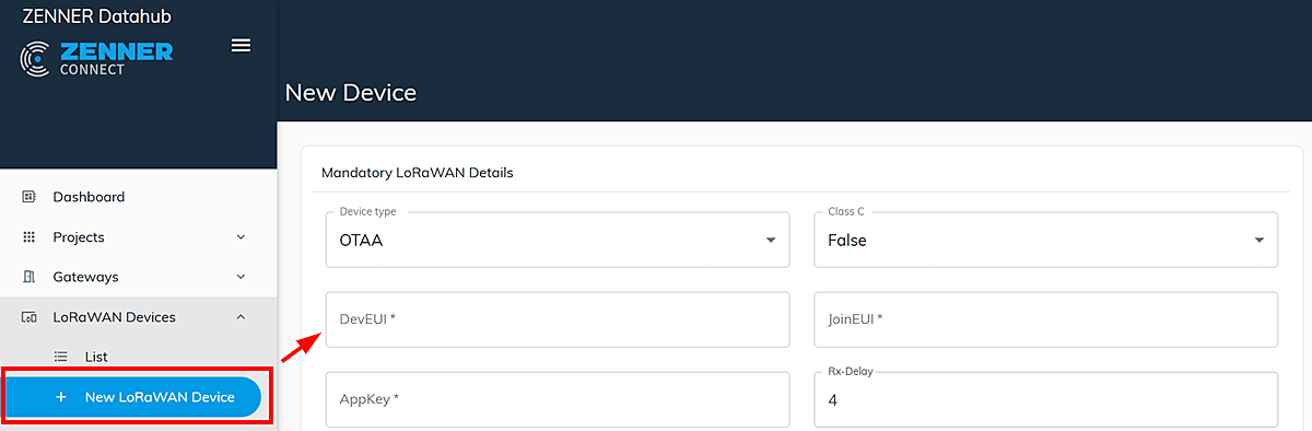 ZENNER Datahub: Add a new LoRaWAN® sensor