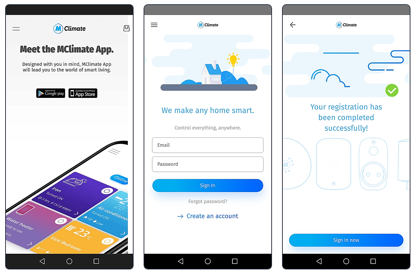 MClimate Home App: Account erstellen