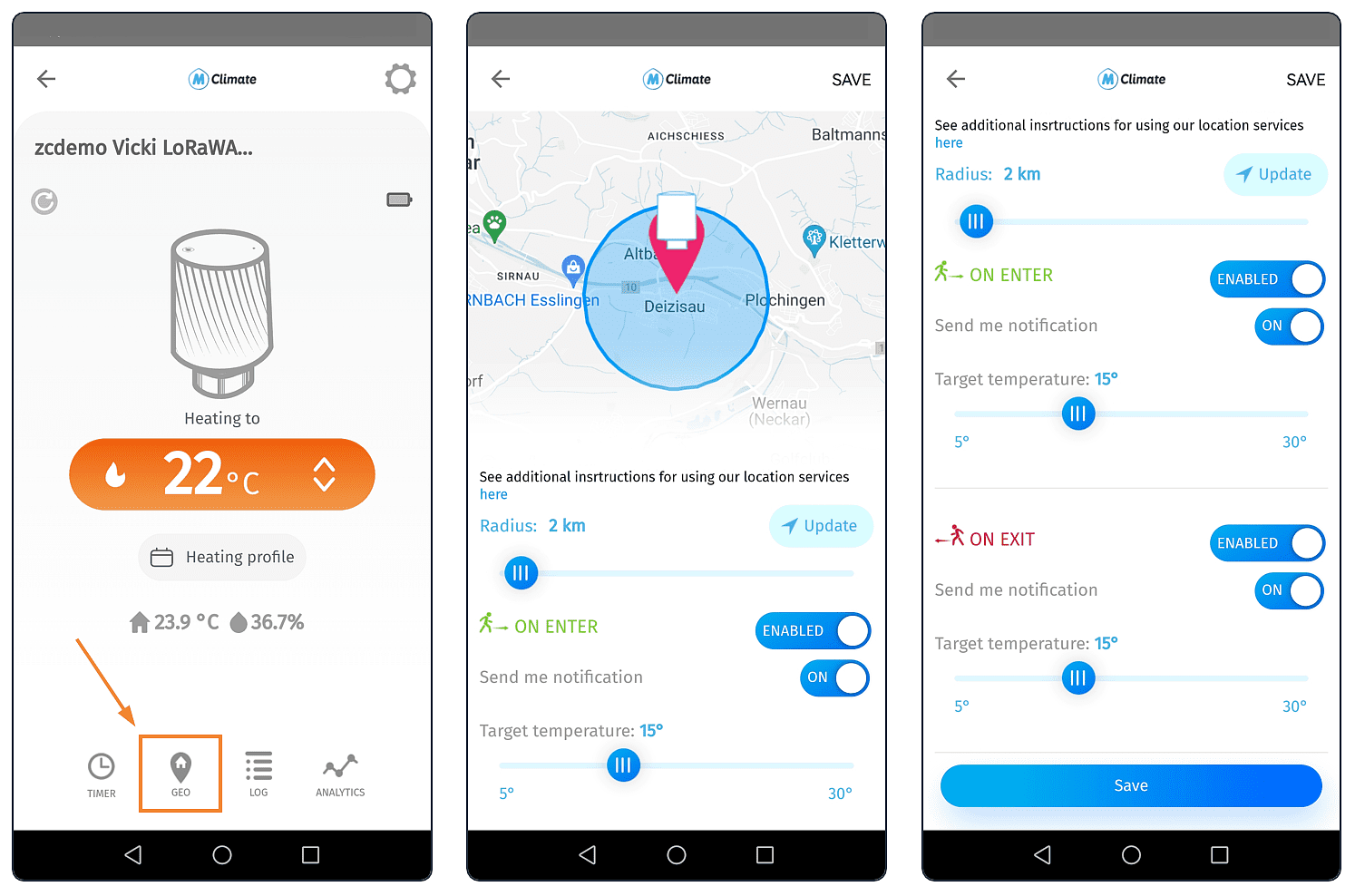MClimate Home App: Standortbasierte Steuerung des VICKI Thermostats