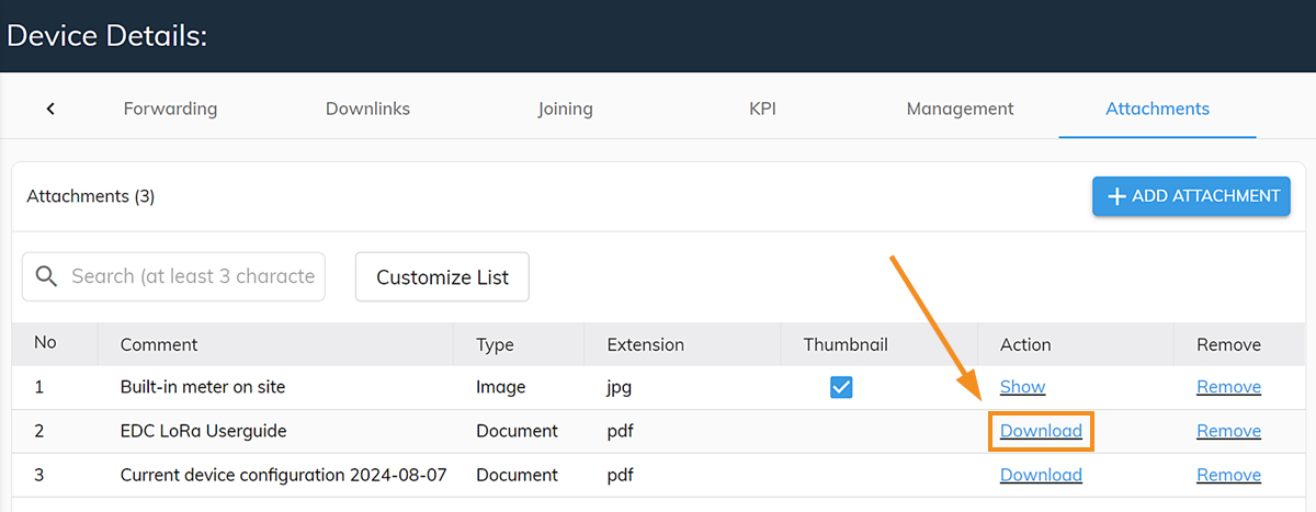 ZENNER Datahub: Downloading an added document