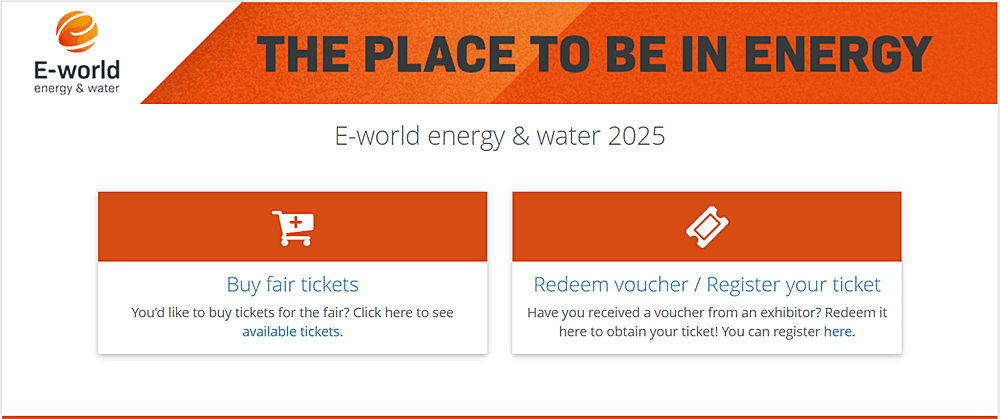 E-world 2025 Ticket Purchase & Registration (Source: E-world energy & water GmbH)